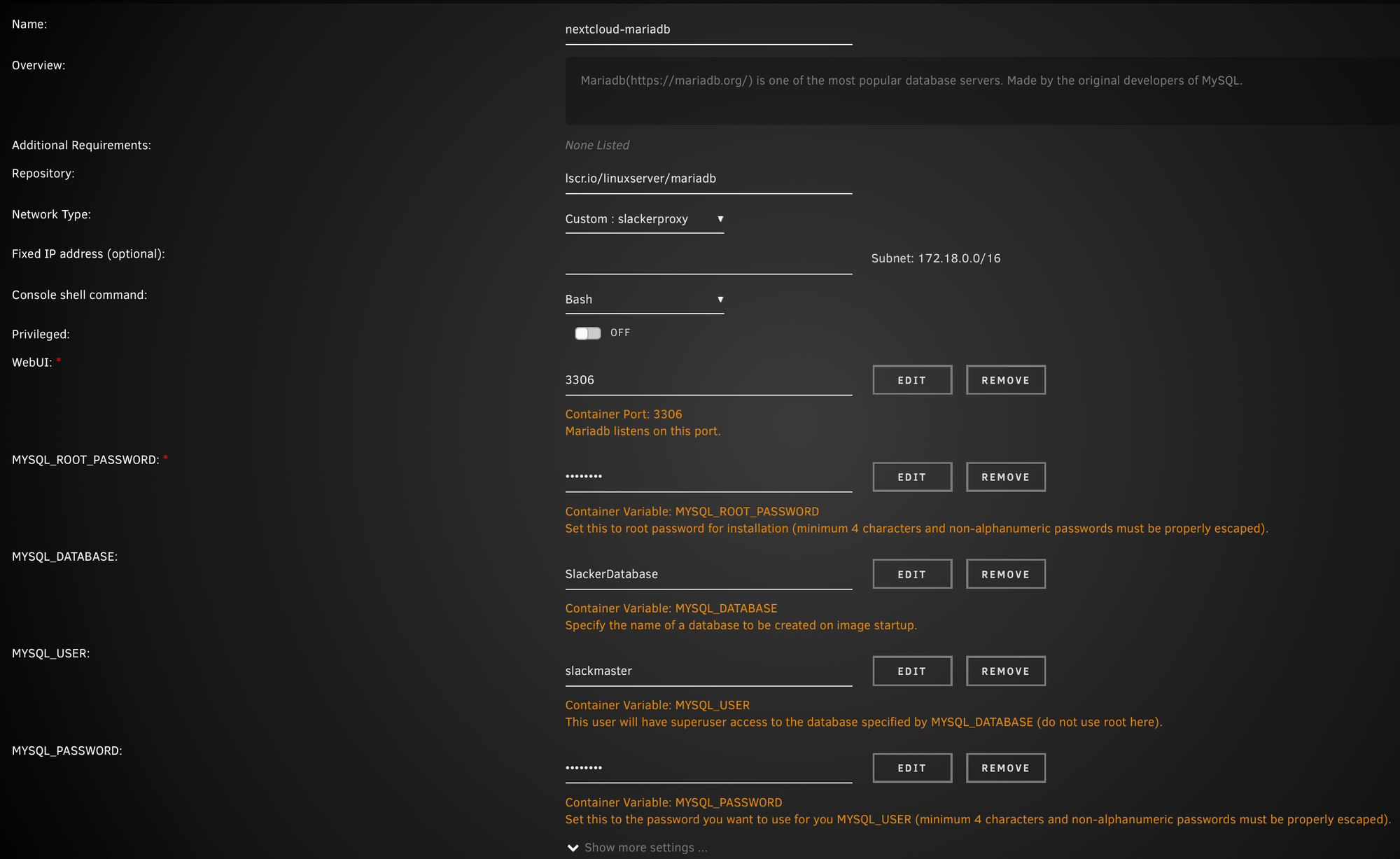 MariaDB Installation Screenshot